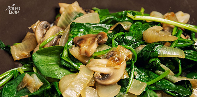 Featured Recipe Sauteed Spinach and Caramelized Onions